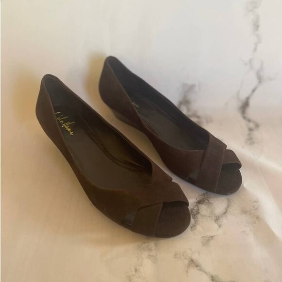 Cole Haan Air Elly Criss Cross Peep Toe Wedge Size 9 - Picture 1 of 9